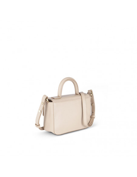 Petit sac en cuir Armado couleur beige, vue arrière en perspective sur fond blanc - MONPIEL