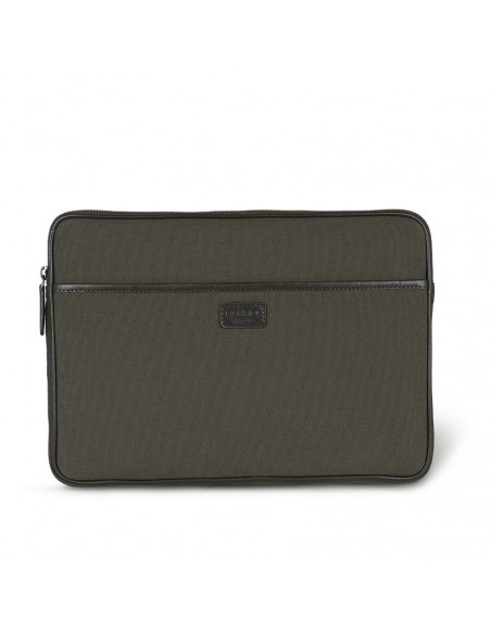 Housse pour ordinateur portable sport verte en cuir de 15" pouces avec vue de face sur fond blanc - MONPIEL