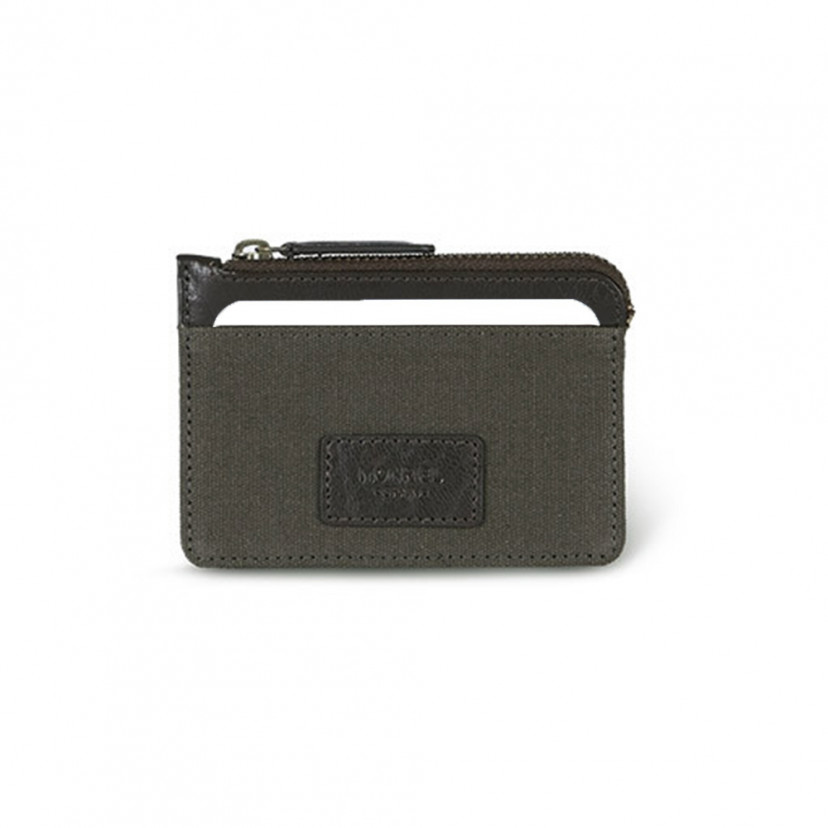 Green sport leather coin purse, shown from the front on a white background - MONPIEL