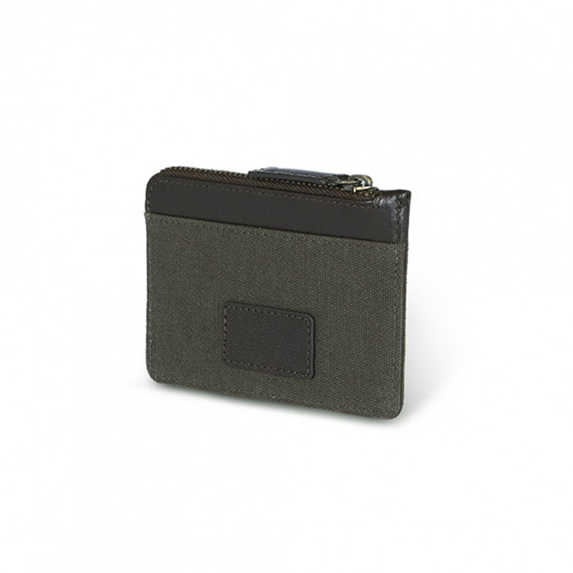 Green sport leather coin purse, shown from the back in perspective on a white background - MONPIEL