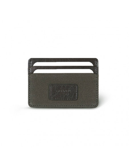 Green sport leather cardholder, shown from the front on a white background - MONPIEL Green sport leather cardholder, shown from the front on a white background - MONPIEL