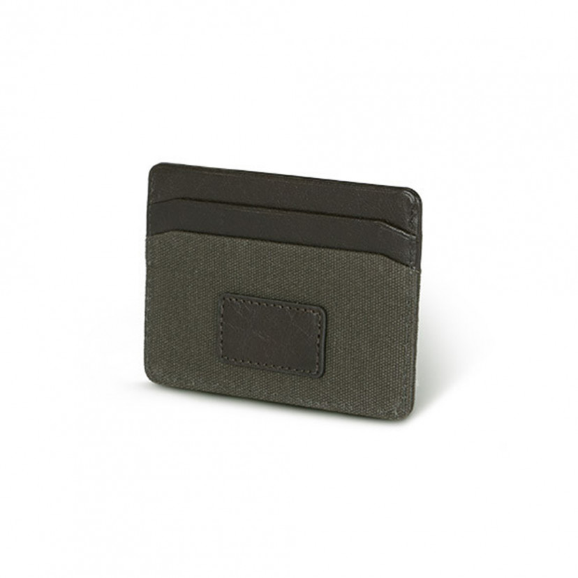 Green sport leather cardholder, shown from the back on a white background - MONPIEL