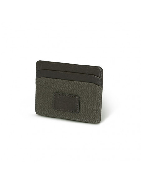 Green sport leather cardholder, shown from the back on a white background - MONPIEL Green sport leather cardholder, shown from the back on a white background - MONPIEL
