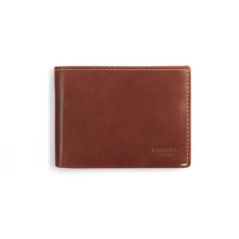 Havana leather men's wallet, shown from the front on a white background - MONPIEL