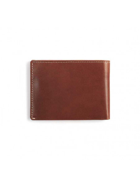 Portefeuille en cuir pour homme couleur havane avec vue arrière sur fond blanc - MONPIEL Portefeuille en cuir pour homme couleur havane avec vue arrière sur fond blanc - MONPIEL