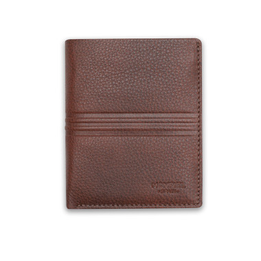 Basis-Leder-Billfold in Havanna-Farbe, Frontalansicht auf weißem Hintergrund - MONPIEL 2