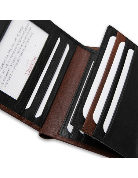 Billetero básico cuero en color habana con detalle interior ranuras para tarjetas sobre fondo blanco - MONPIEL Billetero básico cuero en color habana con detalle interior ranuras para tarjetas sobre fondo blanco - MONPIEL