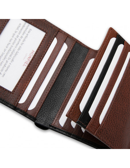Billetero básico cuero en color negro con detalle interior ranuras para tarjetas - MONPIEL Billetero básico cuero en color negro con detalle interior ranuras para tarjetas - MONPIEL