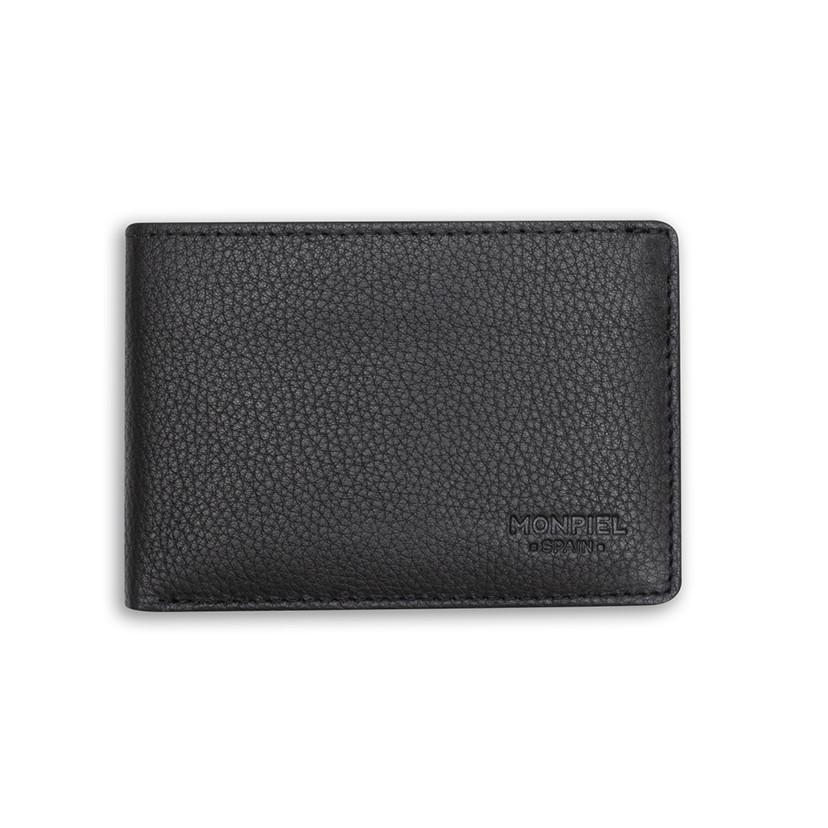 cartera-portaplaca-piel-negra-frontal-fondo-blanco