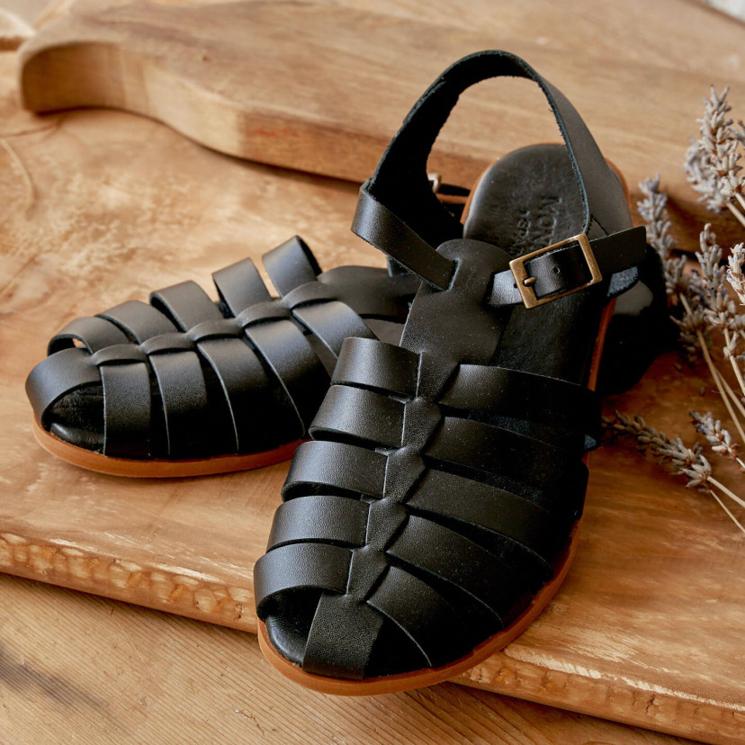 Crab Sandal with Black Leather Chios