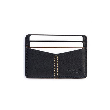 Western leather cardholder in brown color, front view, on a white background - MONPIEL 2