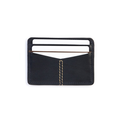 Porte-cartes en cuir style western, couleur marron, vue de face sur fond blanc - MONPIEL 2