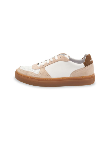 Sneakers piel cosmo en color blanco con vista de perfil sobre fondo blanco - MONPIEL Sneakers piel cosmo en color blanco con vista de perfil sobre fondo blanco - MONPIEL