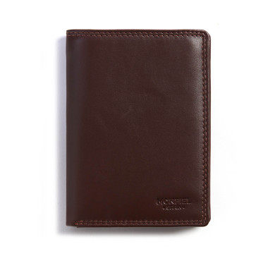 Cartera de piel xl con monedero en color negro con vista frontal sobre fondo blanco - MONPIEL 2