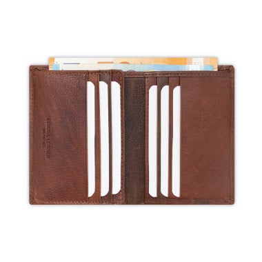 Havana leather wallet with rubber detail, front view on a white background - MONPIEL 2