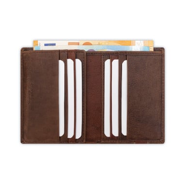 Havana leather wallet with rubber detail, front view on a white background - MONPIEL 2