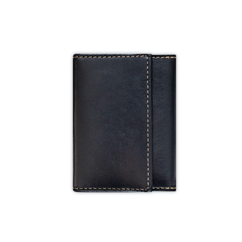 Leather pocket wallet with coin purse in black, rear view on a white background - MONPIEL