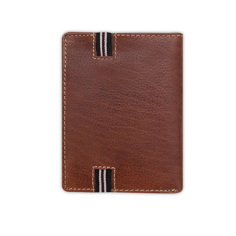 Havana leather wallet with coin purse and rubber detail, rear view on a white background - MONPIEL