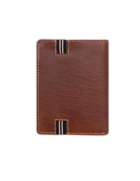 Havana leather wallet with coin purse and rubber detail, rear view on a white background - MONPIEL