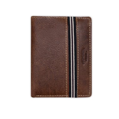 Havana leather wallet with coin purse and rubber detail, front view on a white background - MONPIEL 2