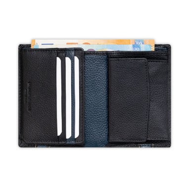 Havana leather wallet with coin purse and rubber detail, front view on a white background - MONPIEL 2