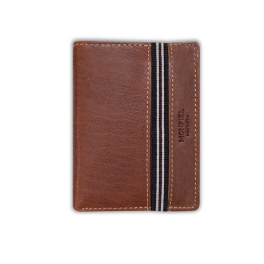 Havana leather wallet with rubber detail, front view on a white background - MONPIEL 2