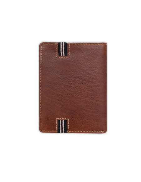 Havana leather wallet with rubber detail, rear view on a white background - MONPIEL