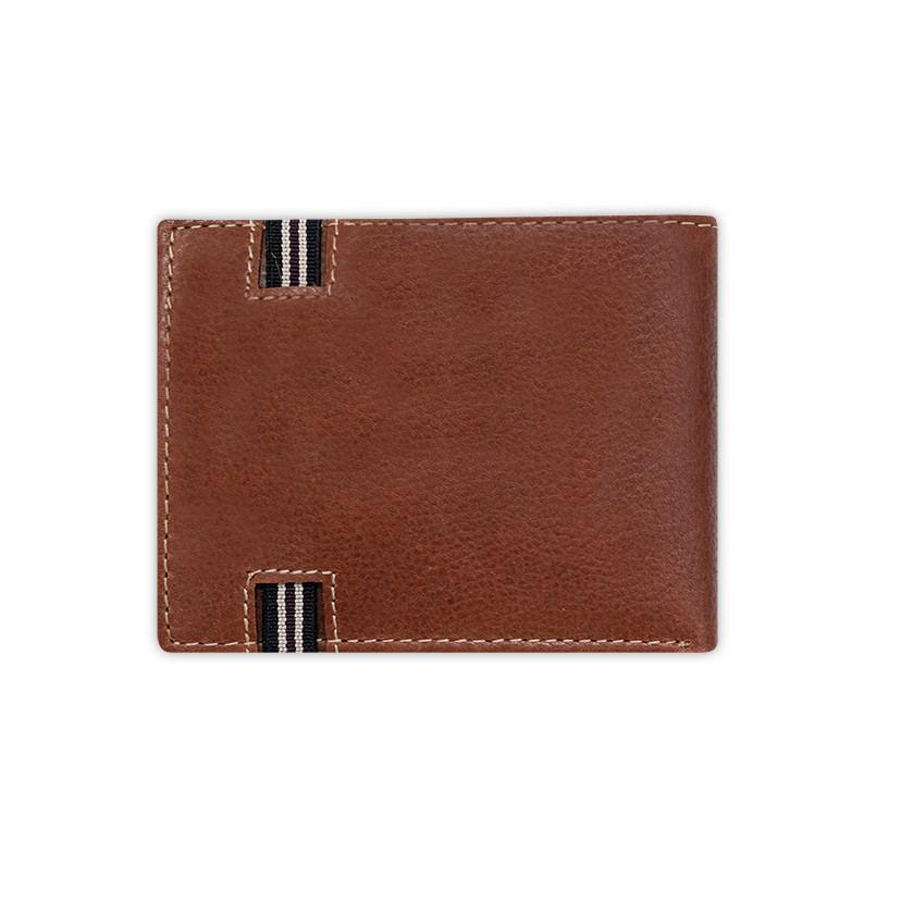 Havana leather wallet with coin purse and rubber detail, rear view on a white background - MONPIEL