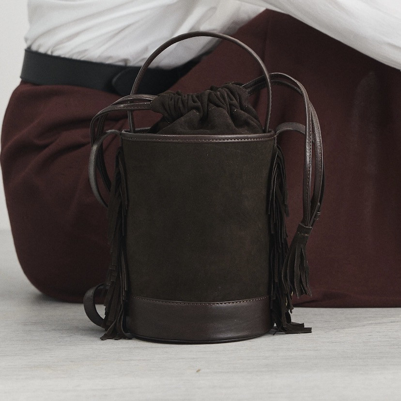 Small Roma Leather Fringe Bucket Bag