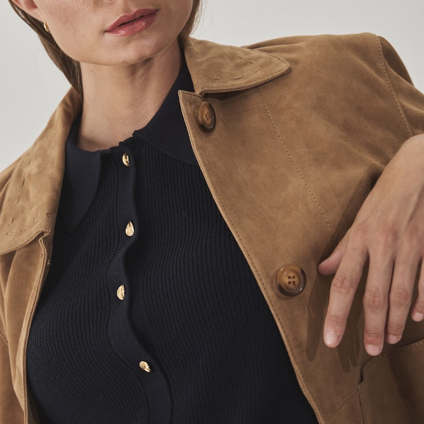 Veste en Cuir pour Femme avec Coutures