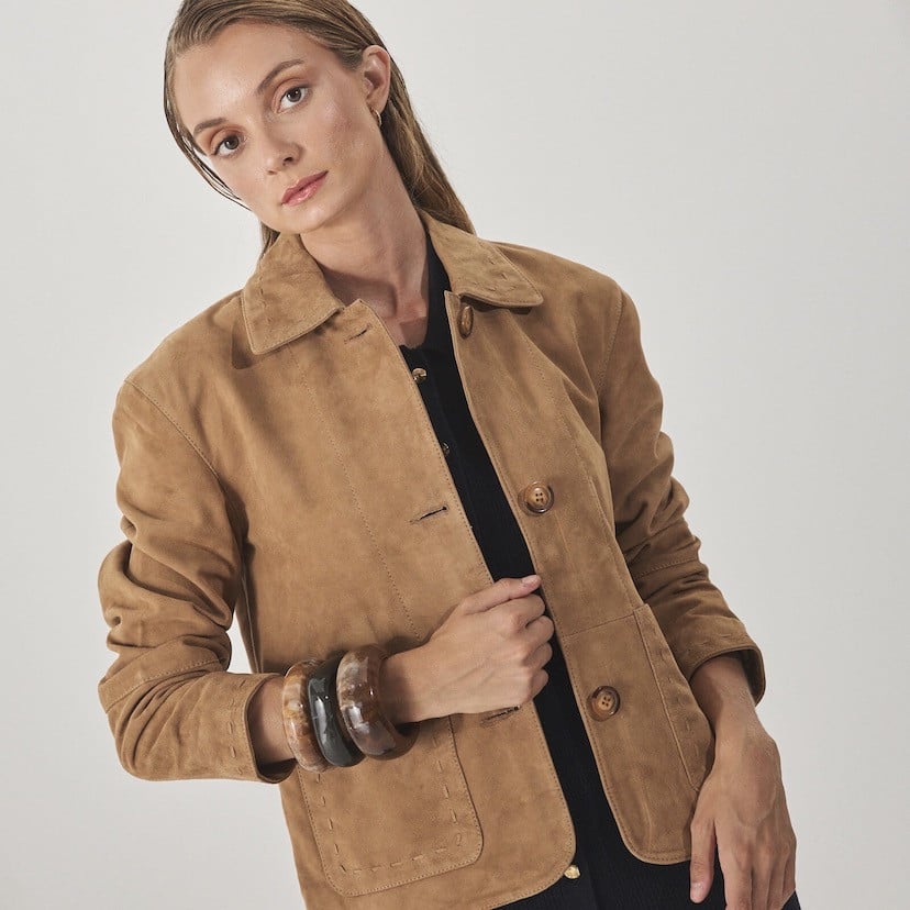 Women's Leather Jacket with Stitching