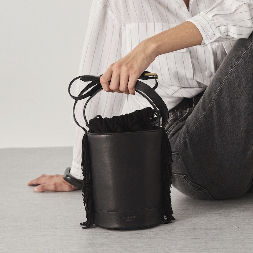 Small Roma Leather Fringe Bucket Bag