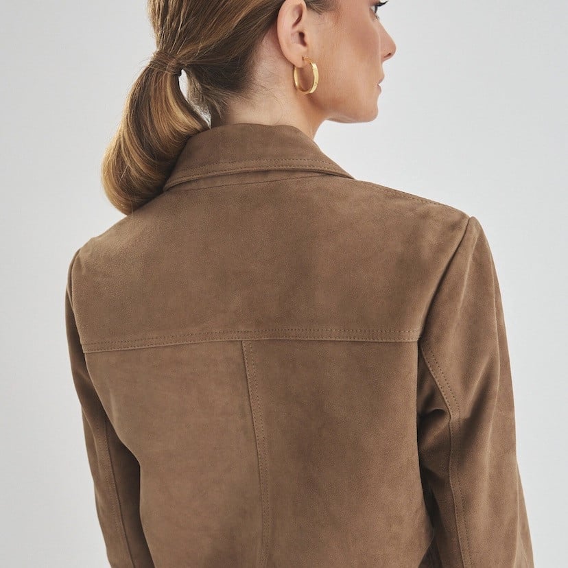 Chaqueta de Piel Mujer Botones Forrados