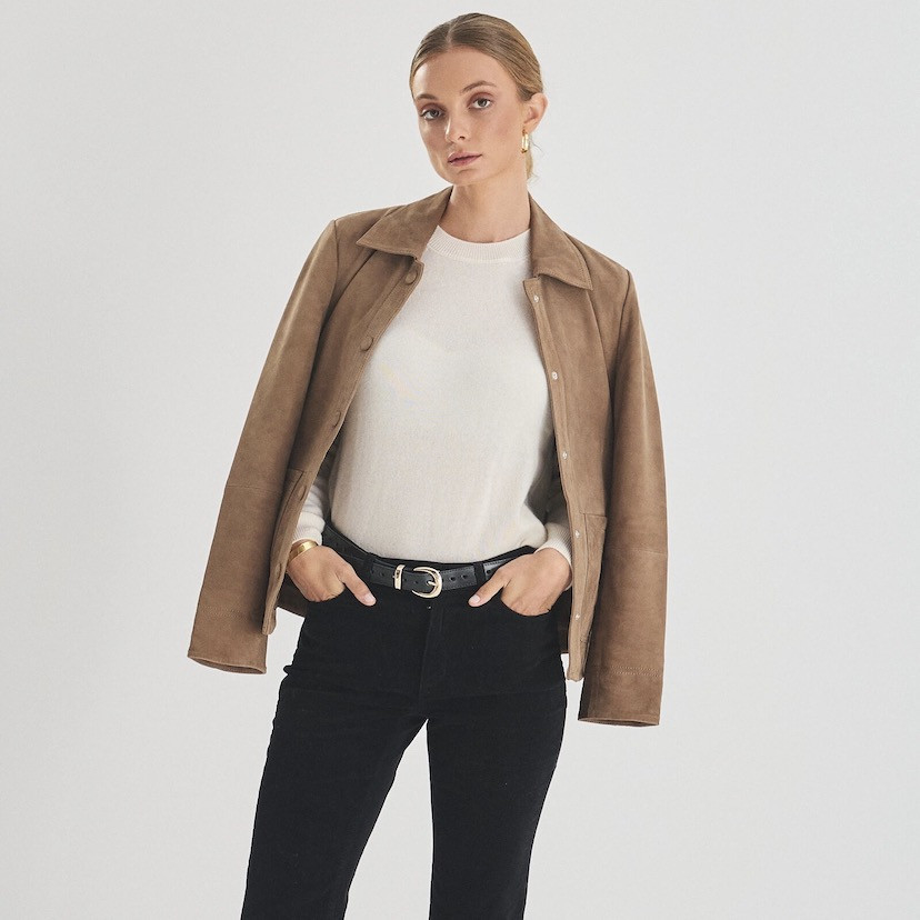 Veste en Cuir pour Femme avec Boutons...