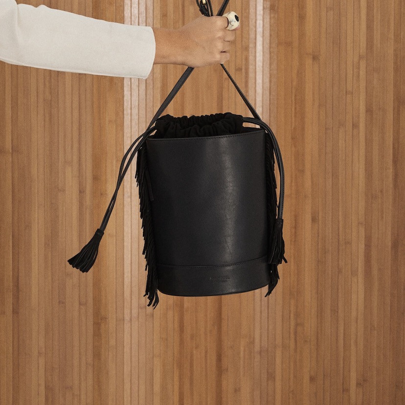 Große Rom Leder Fransen Bucket Bag