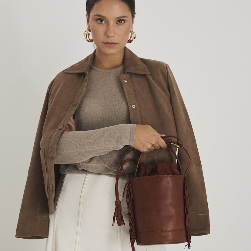 Kleiner Roma Leder Fransen Bucket Bag