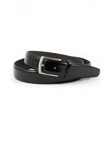 Ceinture en cuir noire avec boucle métallique rectangulaire enroulée - MONPIEL