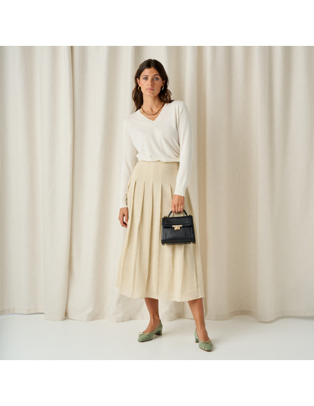 Ballerina mit kleinem Absatz Manuela Schleife in Mintgrün, Perspektivansicht, Gesamtaufnahme des stehenden Modells - MONPIEL