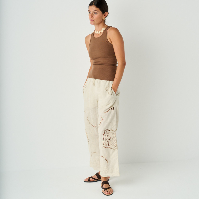 Santorini brown leather Greek sandal, full shot - MONPIEL