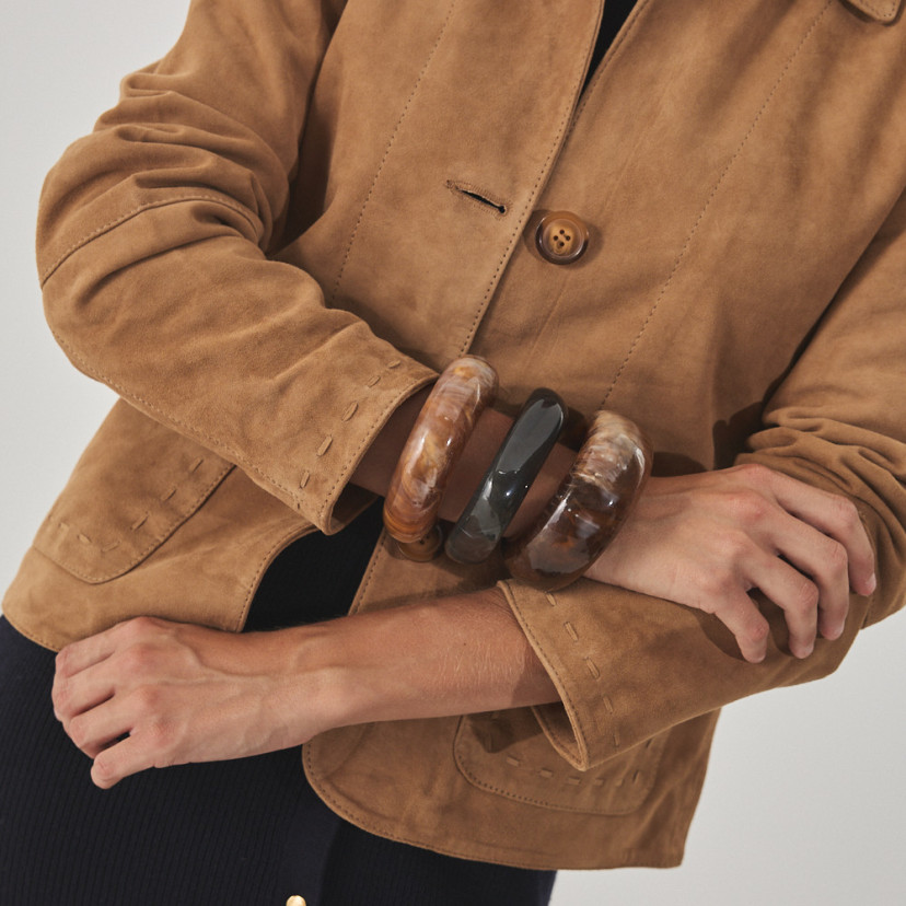 Women's Leather Jacket with Stitching