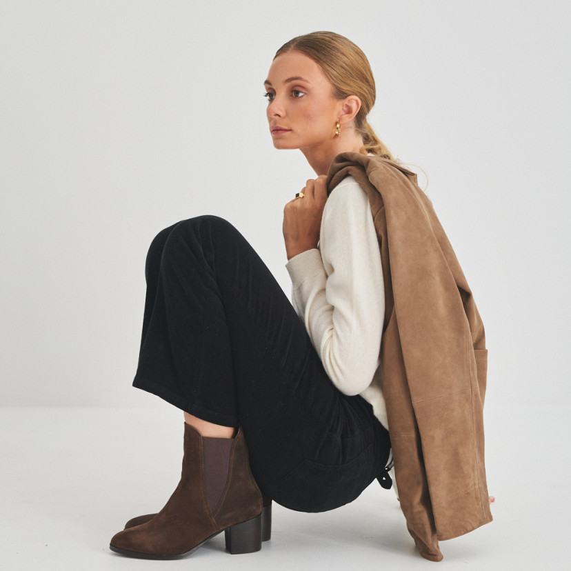 Chaqueta de Piel Mujer Botones Forrados