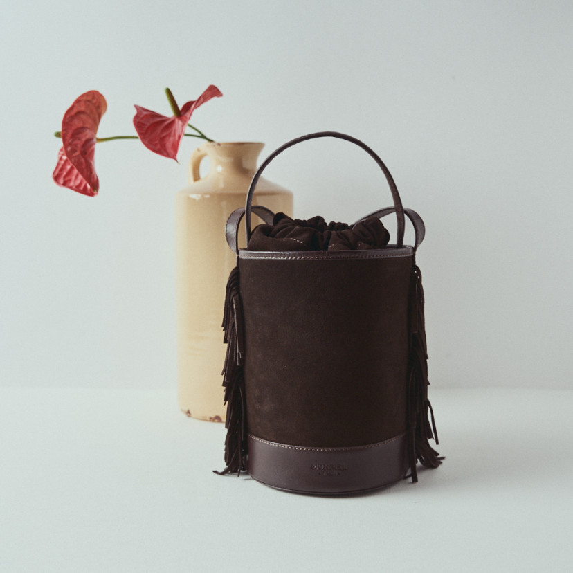 Kleiner Roma Leder Fransen Bucket Bag