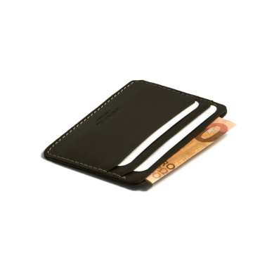 Mini porte-cartes en cuir havane, vue de face, sur fond blanc - MONPIEL 2