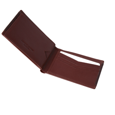 American-style leather wallet without coin pocket combining two shades of brown, front view on a white background - MONPIEL 2