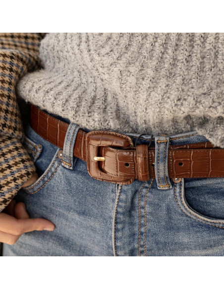 Ledergürtel Damen Schnalle mit Leder gefüttert