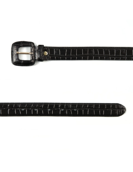 Cinto de Couro Feminino com Fivela Forrada