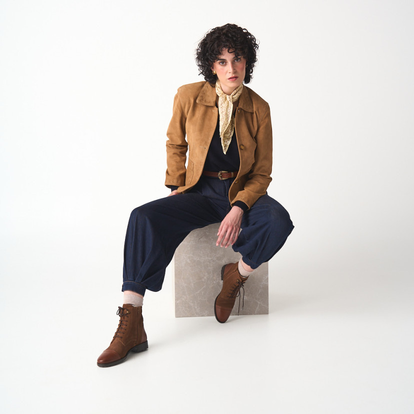 Chaqueta de Piel Mujer Costuras