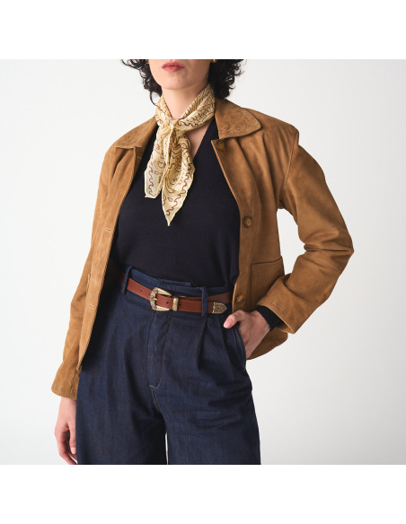 Ceinture Femme en Cuir avec Boucle et Bout Corail