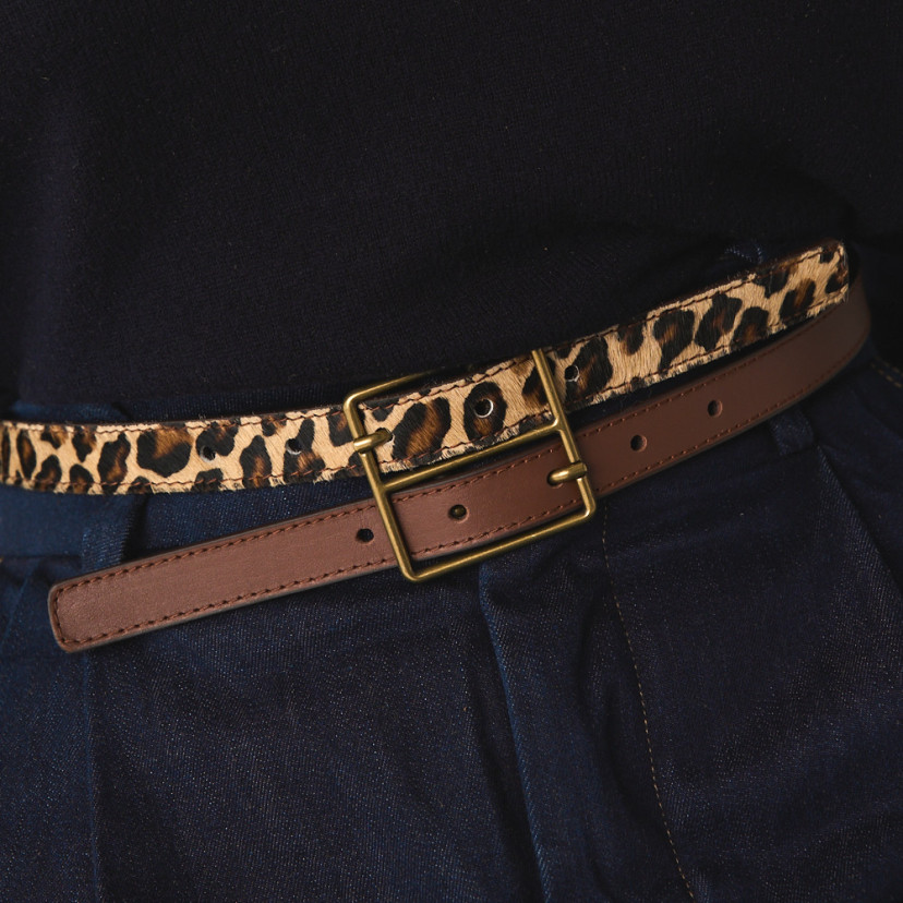 Women's Bicolor Leather Belt with...