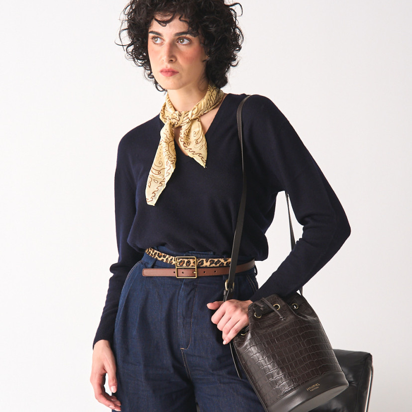 Women's Bicolor Leather Belt with...